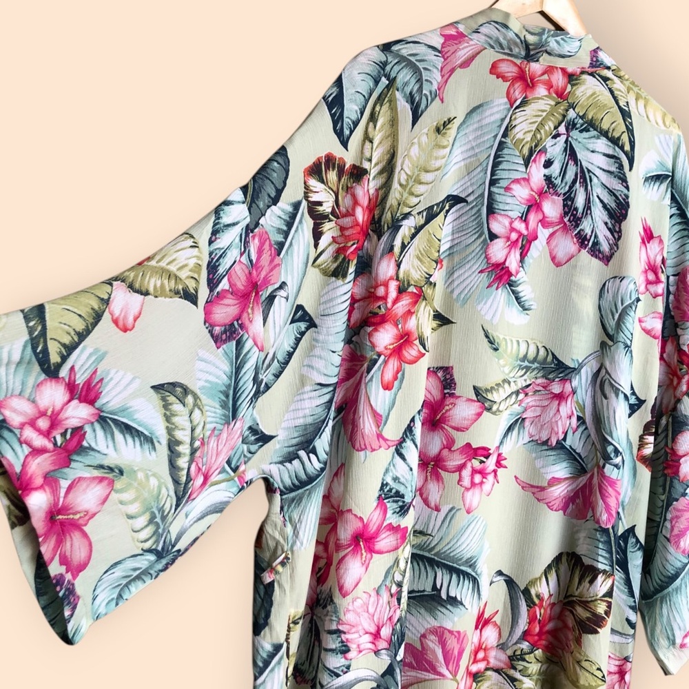 Lilac + London NEW Print Kimono Wrapper Robe Retro Botanical Women’s Plus 3X - Picture 14 of 15